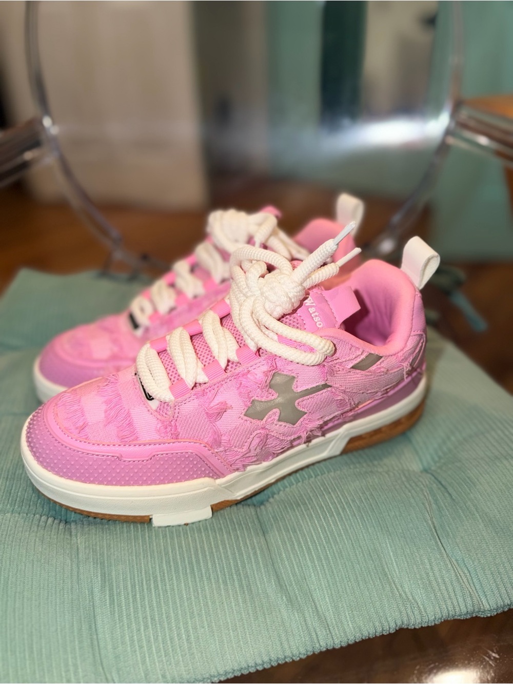Super cute Pink Lace-Accent Sneakers